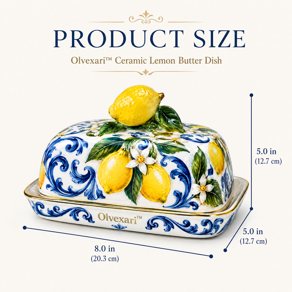 Olvexari™ Lemon Garden Sculptural Ceramic Butter Dish