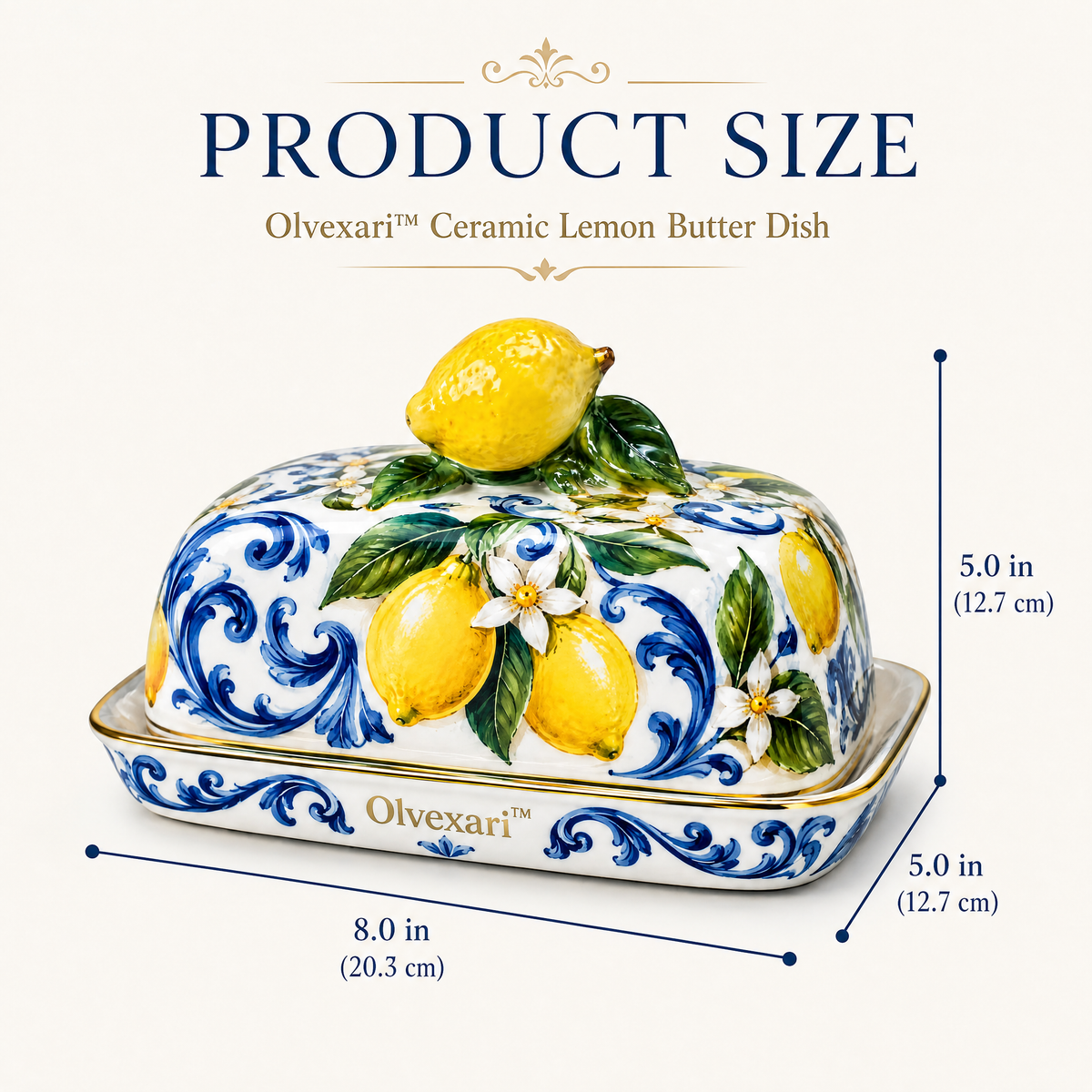 Olvexari™ Lemon Garden Sculptural Ceramic Butter Dish