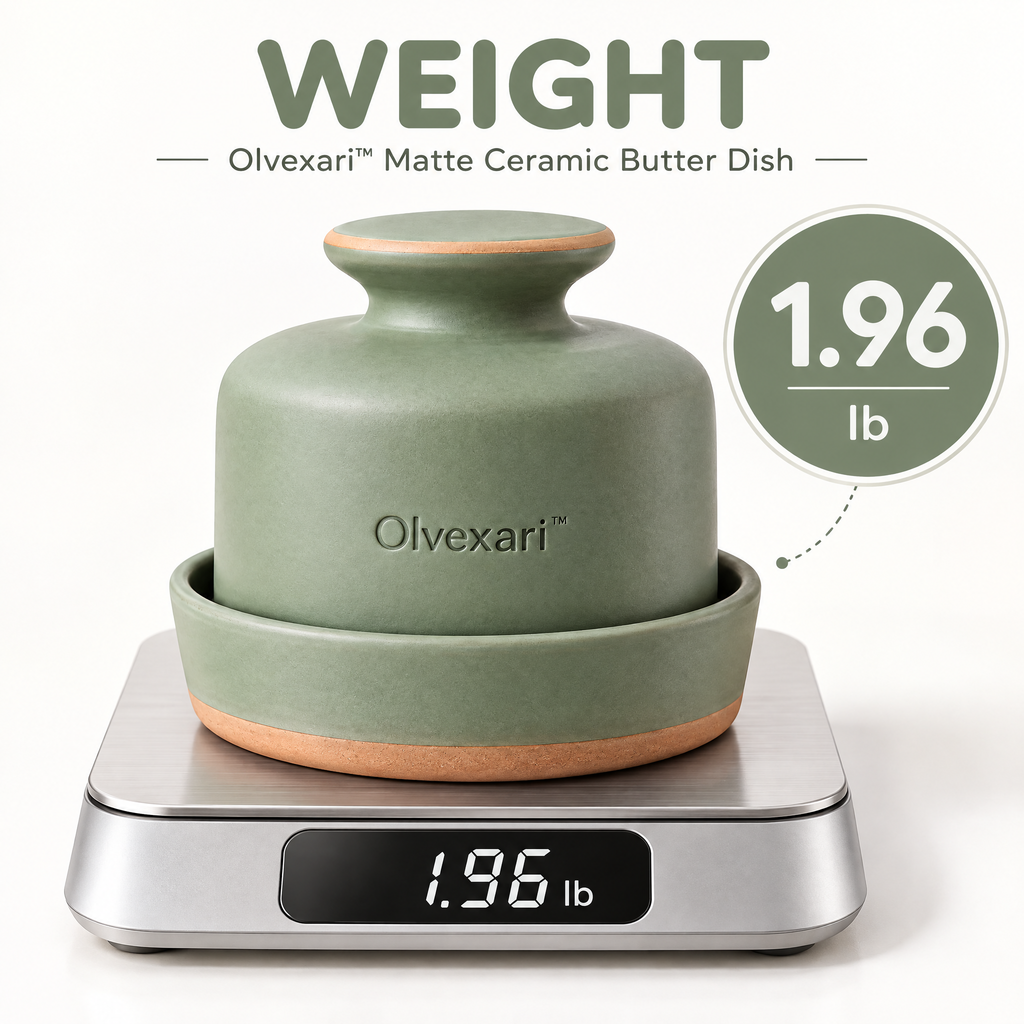 Olvexari™ Sage Matte Sculptural Ceramic Butter Dish