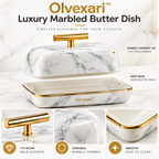 Olvexari™ Luxury Marbled Sculptural Ceramic Butter Dish
