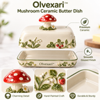 Olvexari™ Mushroom Garden Sculptural Ceramic Butter Dish