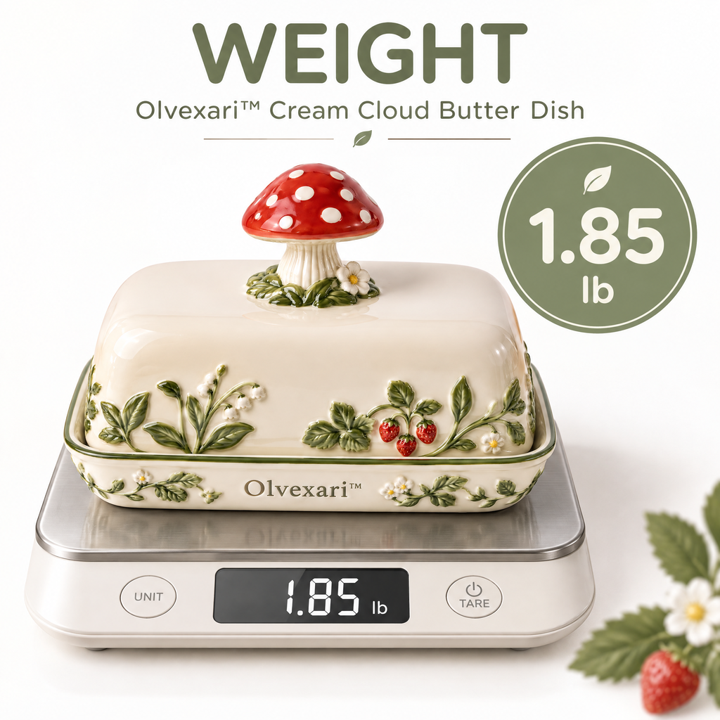Olvexari™ Mushroom Garden Sculptural Ceramic Butter Dish