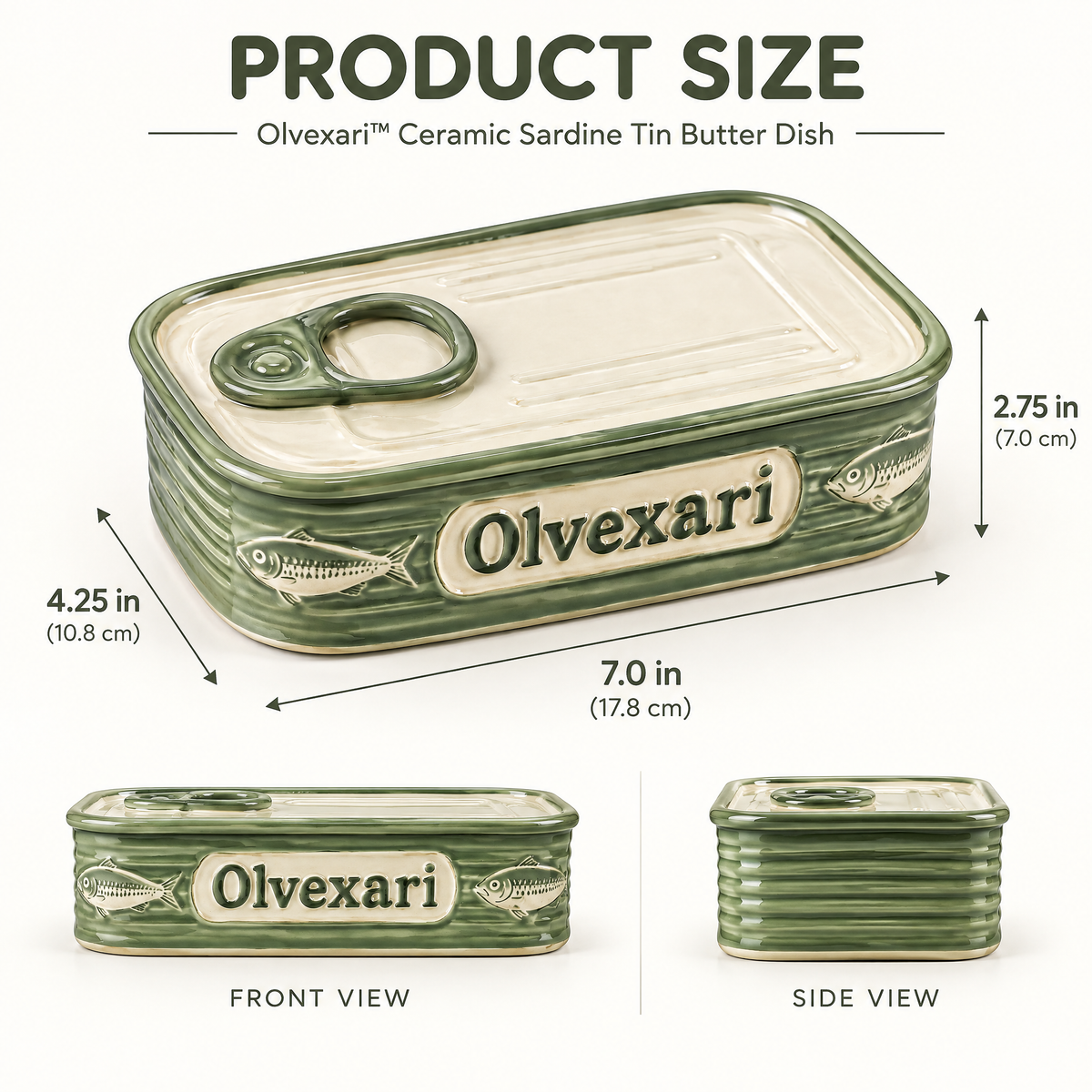 Olvexari™ Sardine Tin Sculptural Ceramic Butter Dish