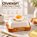 Olvexari™ Fried Egg & Toast Sculptural Ceramic Butter Dish