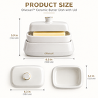Olvexari™ Classic White Sculptural Ceramic Butter Dish with Lid