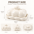 Olvexari™ Cream Cloud Sculptural Ceramic Butter Dish