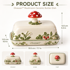 Olvexari™ Mushroom Garden Sculptural Ceramic Butter Dish