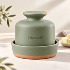 Olvexari™ Sage Matte Sculptural Ceramic Butter Dish