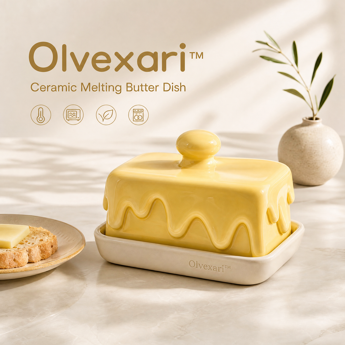 Olvexari™ Melting Butter Sculptural Ceramic Butter Dish