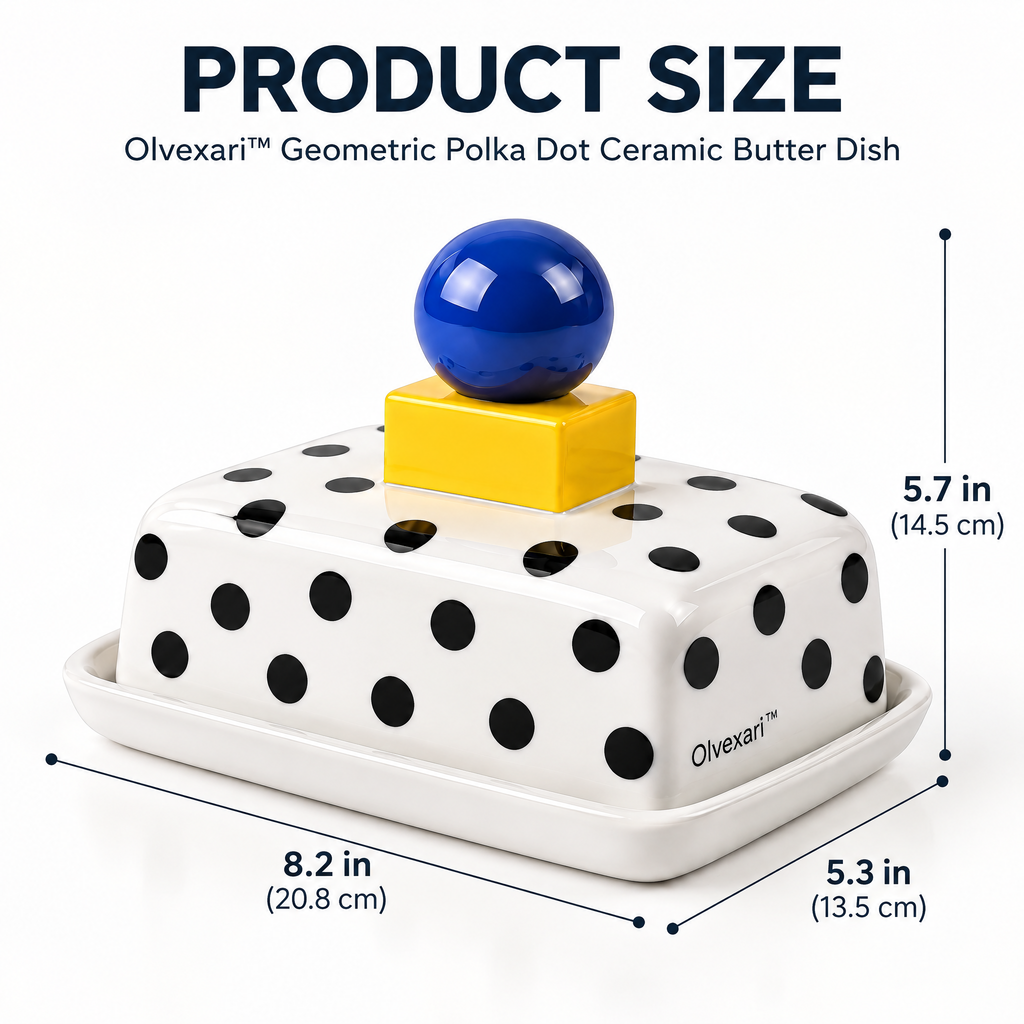 Olvexari™ Geometric Polka Dot Sculptural Ceramic Butter Dish