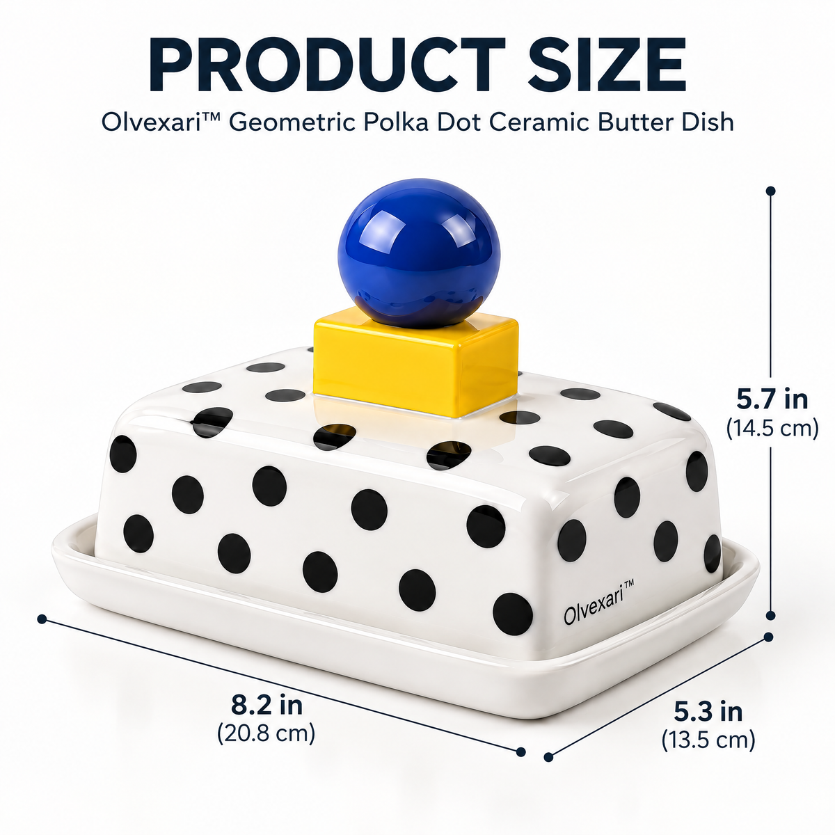 Olvexari™ Geometric Polka Dot Sculptural Ceramic Butter Dish