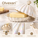Olvexari™ Pearl Shell Sculptural Ceramic Butter Dish