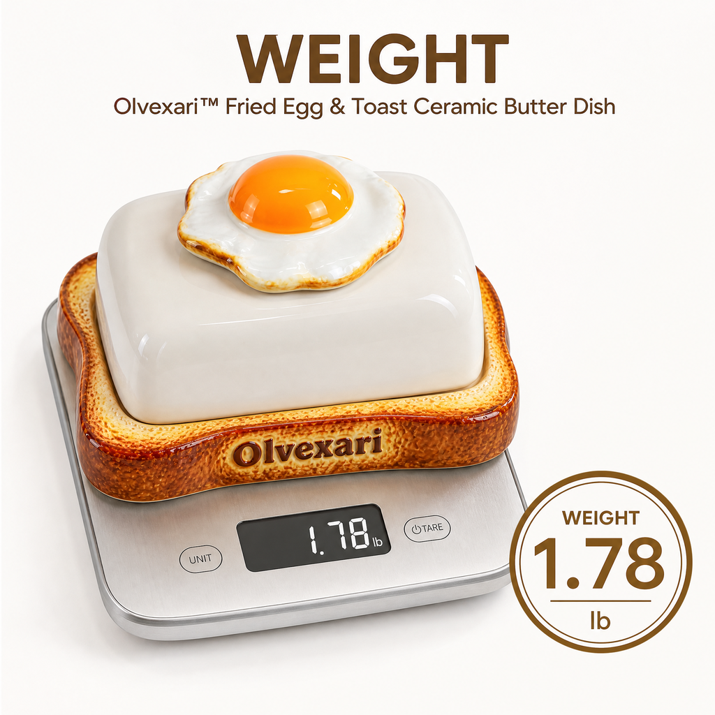 Olvexari™ Fried Egg & Toast Sculptural Ceramic Butter Dish