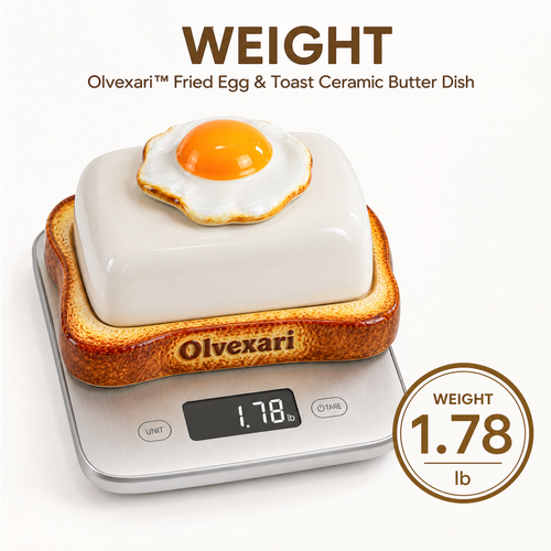 Olvexari™ Fried Egg & Toast Sculptural Ceramic Butter Dish
