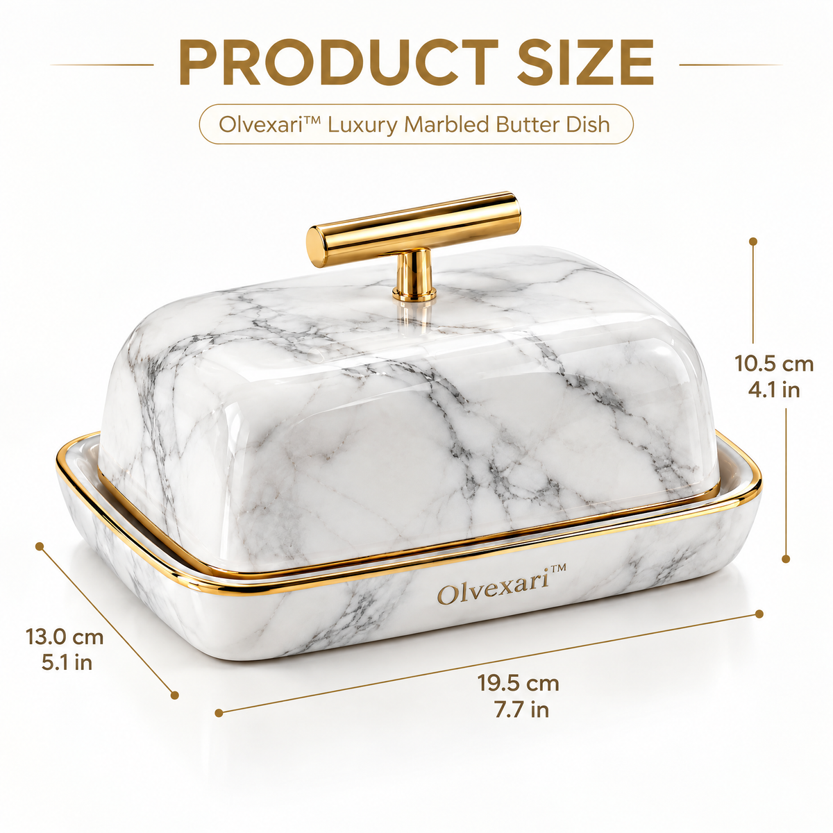 Olvexari™ Luxury Marbled Sculptural Ceramic Butter Dish