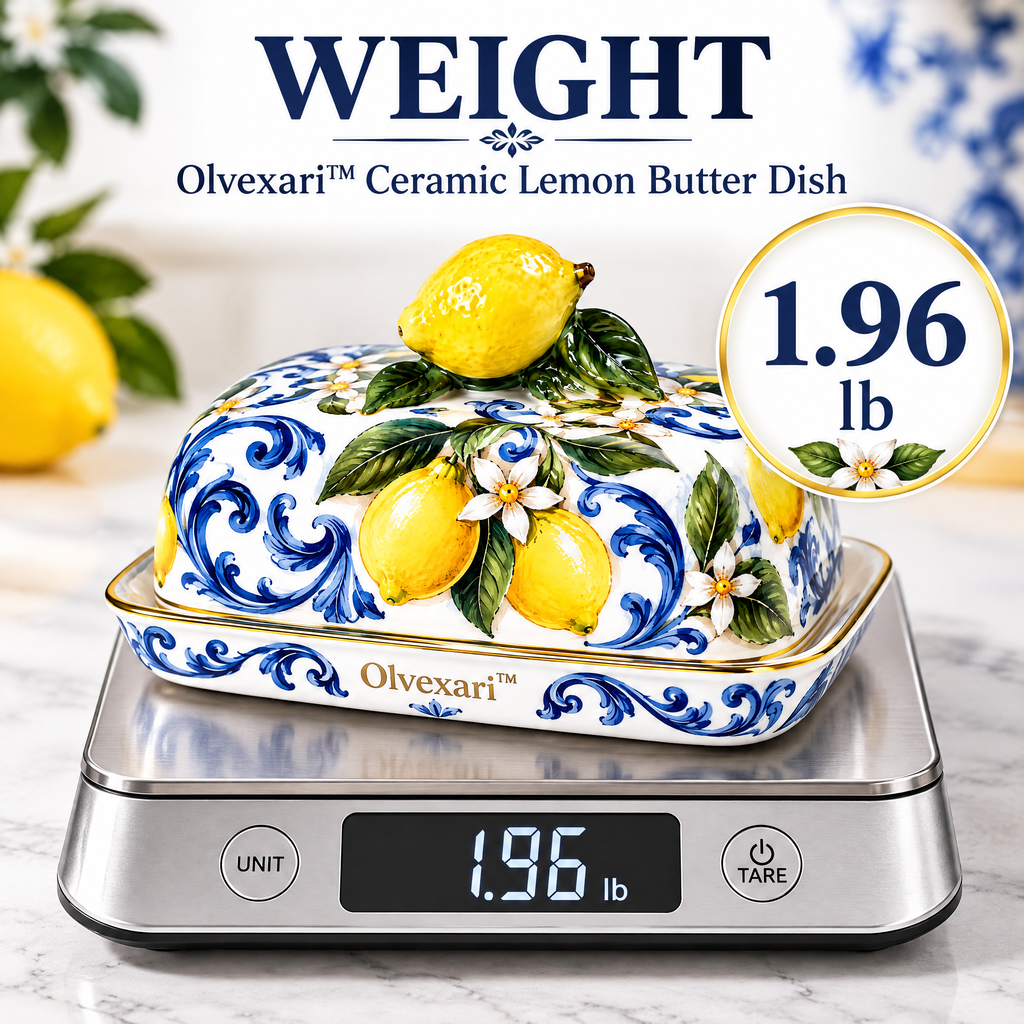 Olvexari™ Lemon Garden Sculptural Ceramic Butter Dish