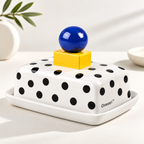 Olvexari™ Geometric Polka Dot Sculptural Ceramic Butter Dish