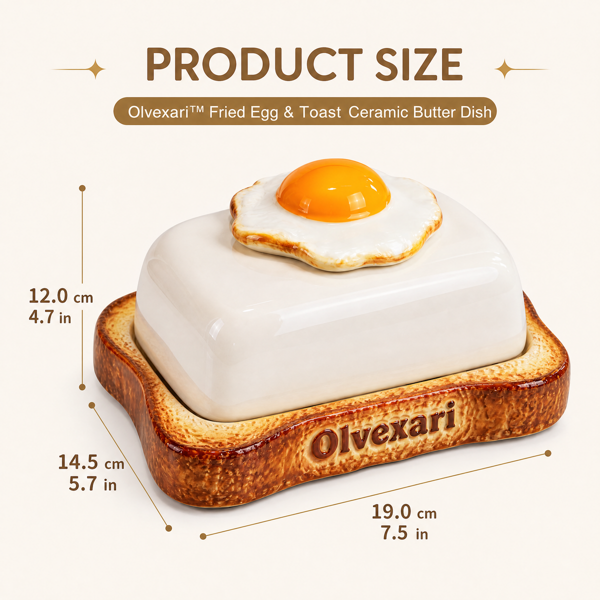 Olvexari™ Fried Egg & Toast Sculptural Ceramic Butter Dish