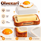 Olvexari™ Fried Egg & Toast Sculptural Ceramic Butter Dish
