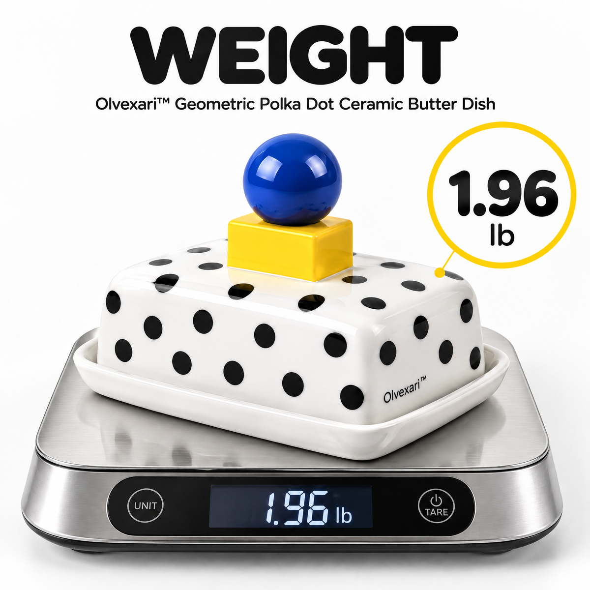 Olvexari™ Geometric Polka Dot Sculptural Ceramic Butter Dish
