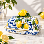 Olvexari™ Lemon Garden Sculptural Ceramic Butter Dish