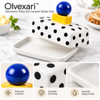 Olvexari™ Geometric Polka Dot Sculptural Ceramic Butter Dish