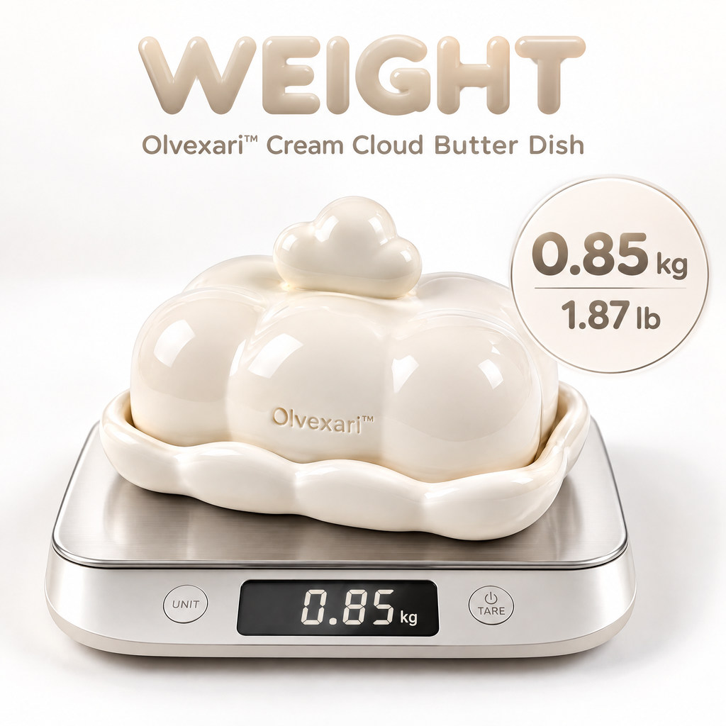 Olvexari™ Cream Cloud Sculptural Ceramic Butter Dish