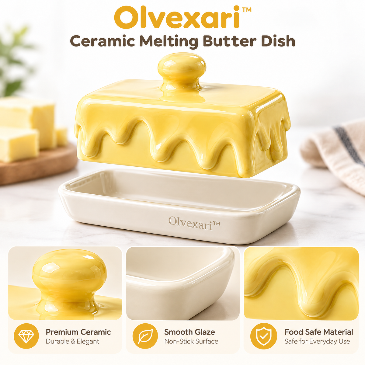 Olvexari™ Melting Butter Sculptural Ceramic Butter Dish