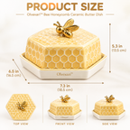 Olvexari™ Golden Bee Honeycomb Ceramic Butter Dish
